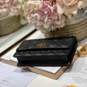 Dior Woc Women’s Black Handbag with Gold Lock 20×11.5×3.5cm