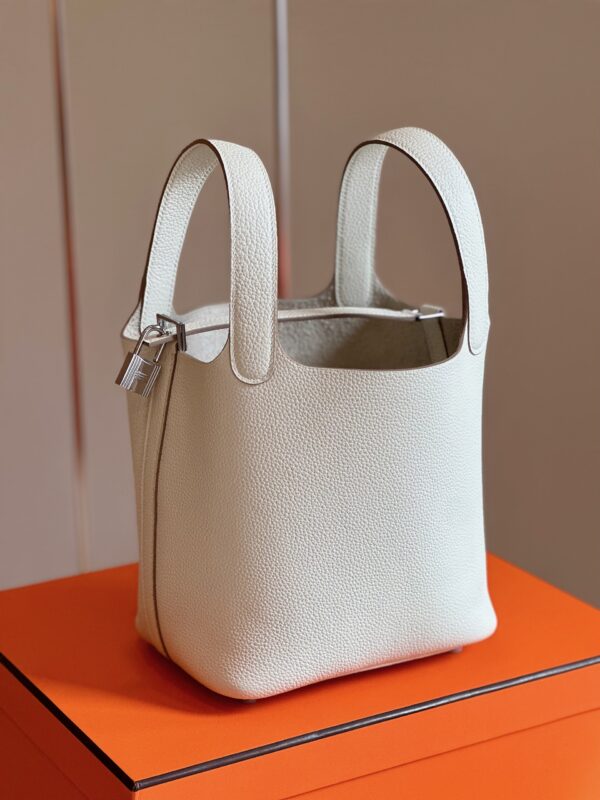 Hermes Picotin 18 White Togo Leather Sliver Hardware