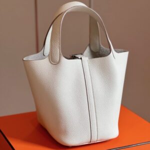 Hermes Picotin 18 White Togo Leather Sliver Hardware