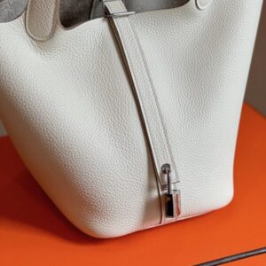 Hermes Picotin 18 White Togo Leather Sliver Hardware