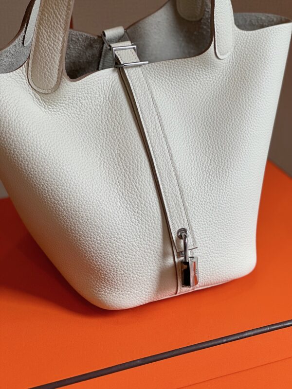 Hermes Picotin 18 White Togo Leather Sliver Hardware
