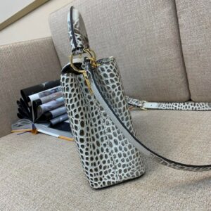 Louis Vuitton LV Capucines BB Grey Crocodile Leather Like Auth Handbags 27cm