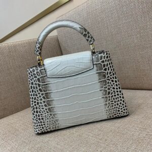 Louis Vuitton LV Capucines BB Grey Crocodile Leather Like Auth Handbags 27cm