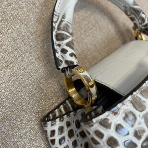 Louis Vuitton LV Capucines BB Grey Crocodile Leather Like Auth Handbags 27cm