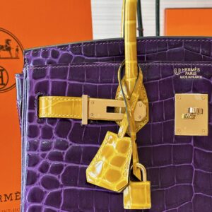 Hermes Birkin 30 Purple/Gold Genuine Crocodile Leather Gold Hardware – Custom Made