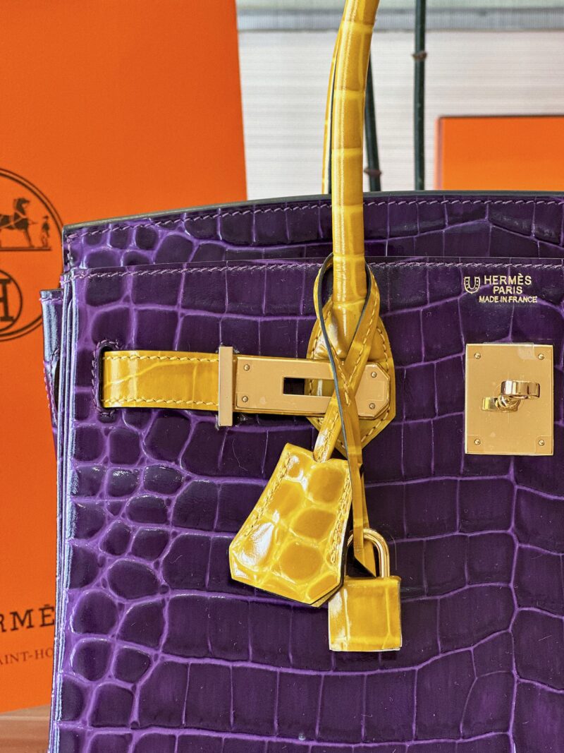Hermes Birkin 30 Purple/Gold Genuine Crocodile Leather Gold Hardware – Custom Made