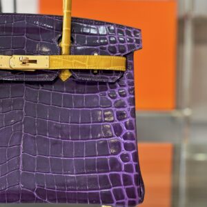 Hermes Birkin 30 Purple/Gold Genuine Crocodile Leather Gold Hardware – Custom Made