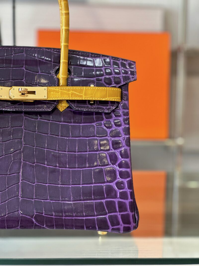 Hermes Birkin 30 Purple/Gold Genuine Crocodile Leather Gold Hardware – Custom Made