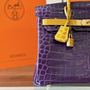 Hermes Birkin 30 Purple/Gold Genuine Crocodile Leather Gold Hardware – Custom Made