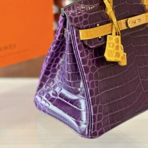 Hermes Birkin 30 Purple/Gold Genuine Crocodile Leather Gold Hardware – Custom Made