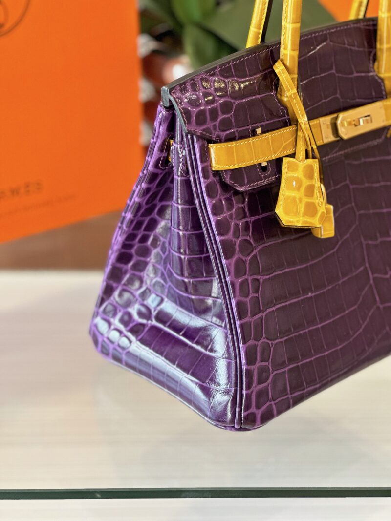 Hermes Birkin 30 Purple/Gold Genuine Crocodile Leather Gold Hardware – Custom Made