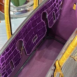 Hermes Birkin 30 Purple/Gold Genuine Crocodile Leather Gold Hardware – Custom Made