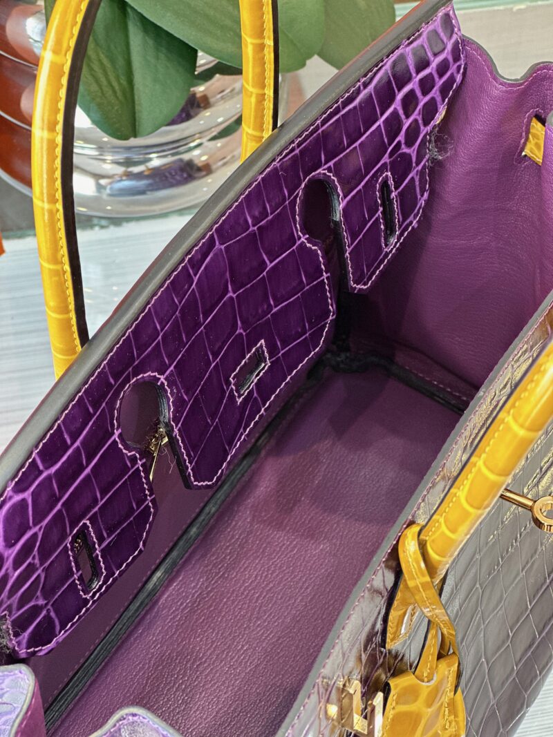 Hermes Birkin 30 Purple/Gold Genuine Crocodile Leather Gold Hardware – Custom Made