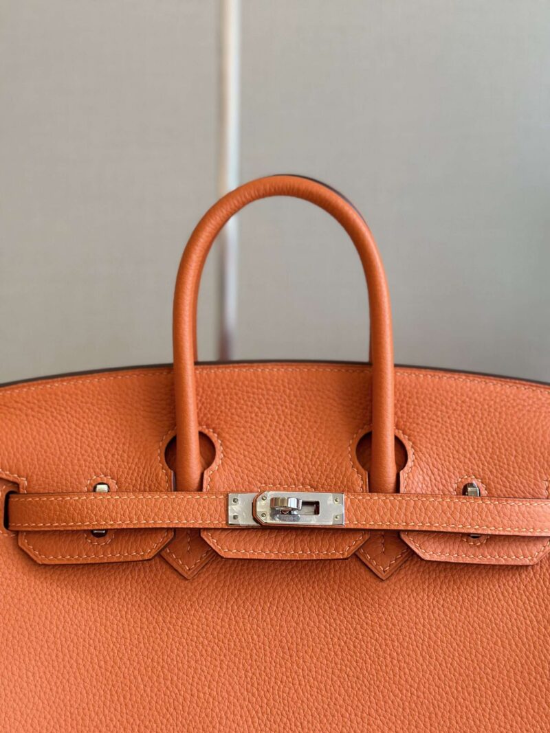 Hermes Birkin 25 Orange Togo Leather Palladium Hardware