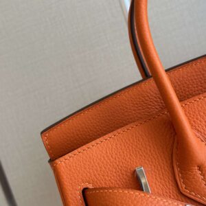 Hermes Birkin 25 Orange Togo Leather Palladium Hardware