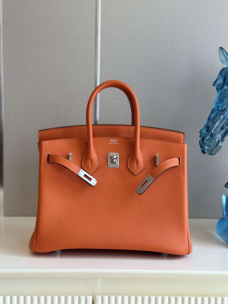 Hermes Birkin 25 Orange Togo Leather Palladium Hardware