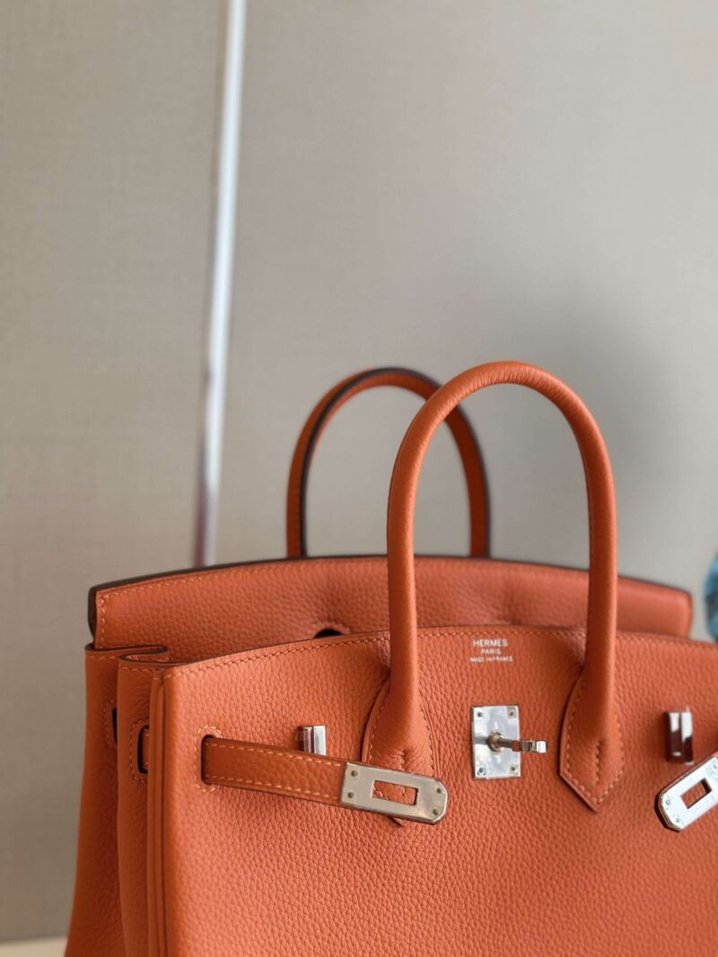 Hermes Birkin 25 Orange Togo Leather Palladium Hardware