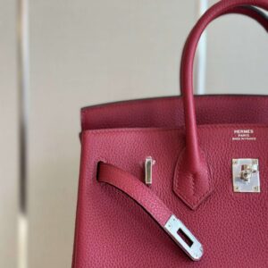 Hermes Birkin PHW Da Togo Handbags Dark Red 25cm