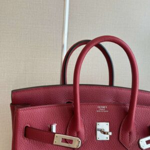 Hermes Birkin PHW Da Togo Handbags Dark Red 25cm