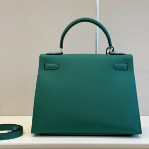 Hermes Kelly 28 Green Epsom Leather Palladium Hardware