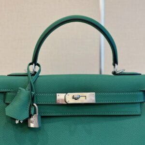 Hermes Kelly 28 Green Epsom Leather Palladium Hardware