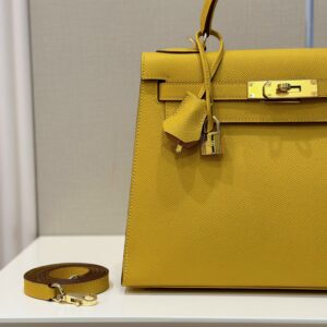 Hermes Kelly 25 Lime Fluo Yellow Epsom Gold Hardware