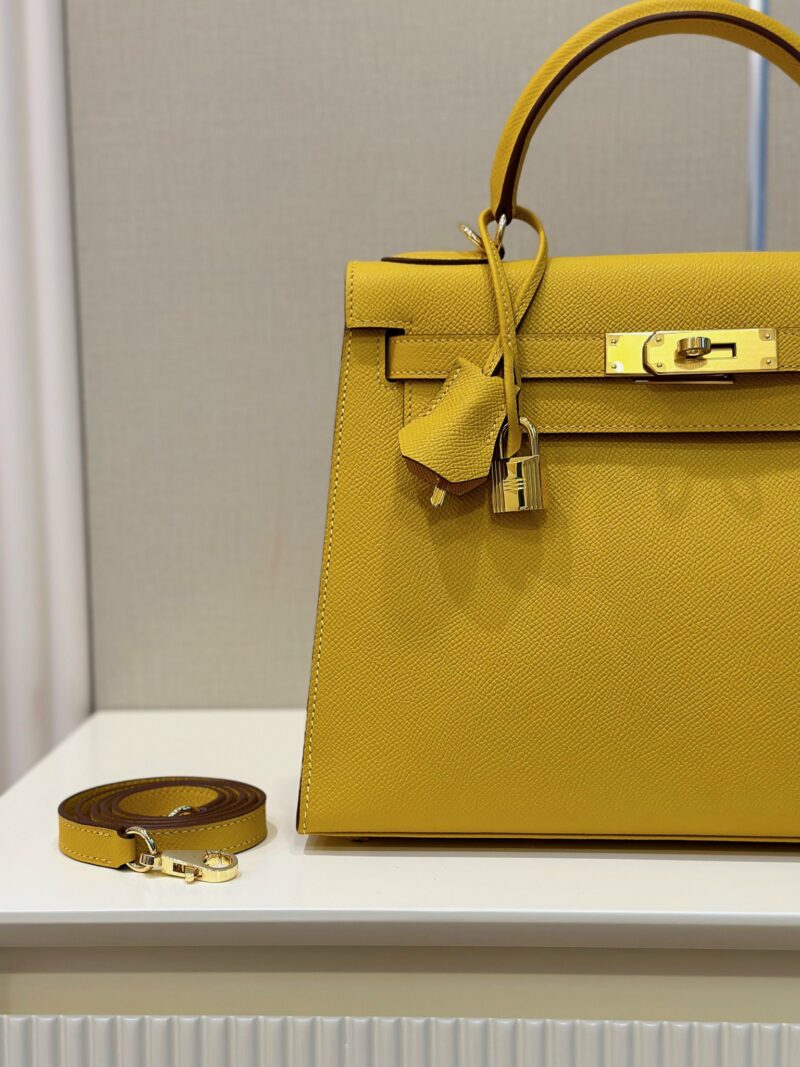 Hermes Kelly 25 Lime Fluo Yellow Epsom Gold Hardware