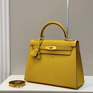 Hermes Kelly 25 Lime Fluo Yellow Epsom Gold Hardware