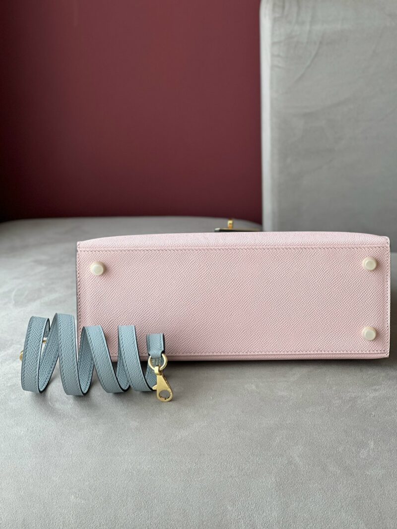 Hermes Kelly 25 Rose Sakura & Gris Perle Chèvre Epsom Leather Gold Hardware