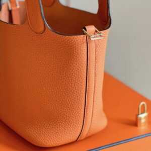 Hermes Picotin 18 Orange Togo Leather Gold Hardware