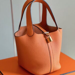 Hermes Picotin 18 Orange Togo Leather Gold Hardware