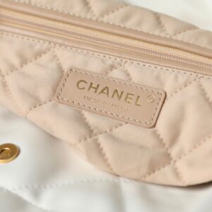 Chanel 11 Handbag 22 Shopping Woman’s White Smooth Leather 35cm