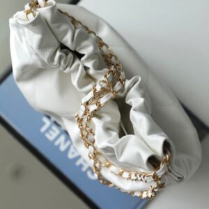 Chanel 11 Handbag 22 Shopping Woman’s White Smooth Leather 35cm