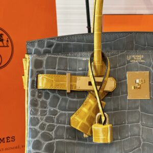 Hermes Birkin 30 Gray/Gold Genuine Crocodile Leather Gold Hardware – Custom Made