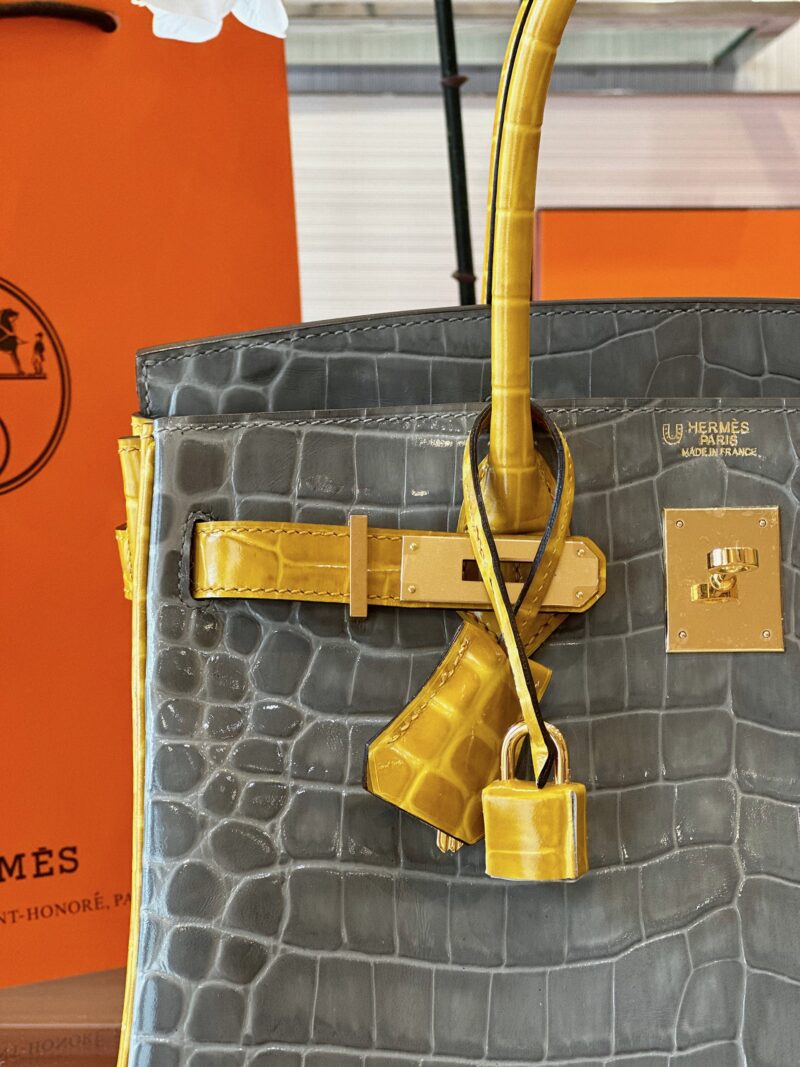 Hermes Birkin 30 Gray/Gold Genuine Crocodile Leather Gold Hardware – Custom Made