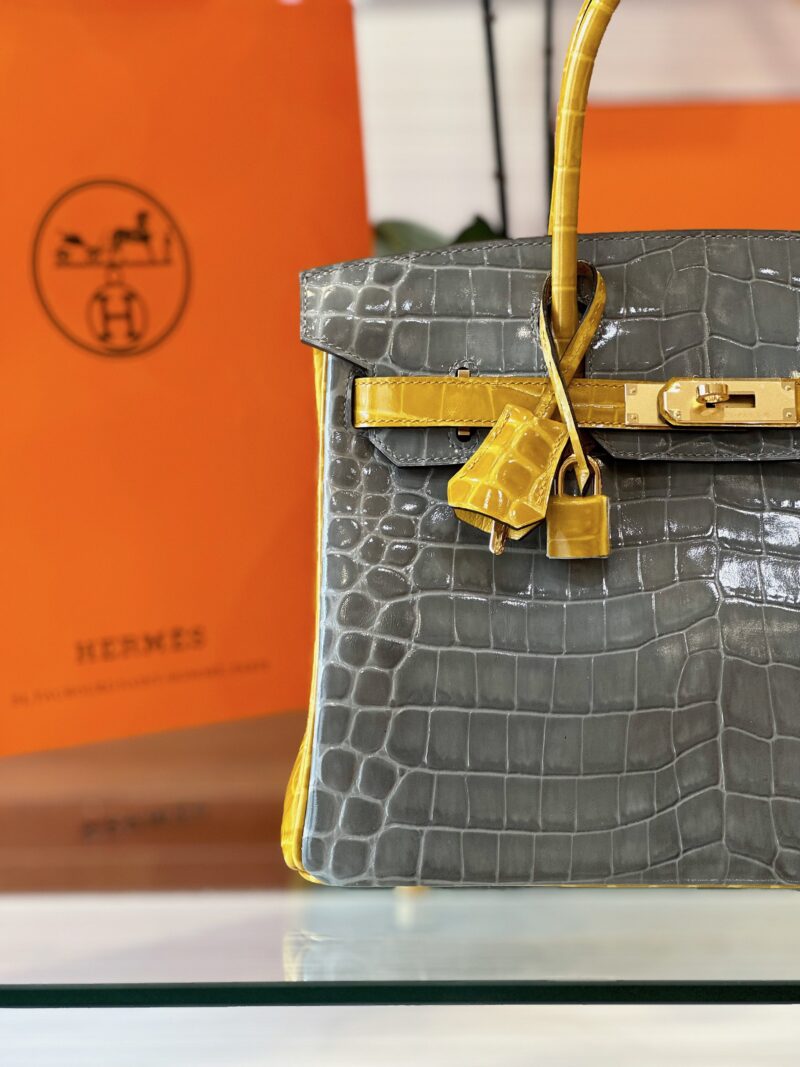 Hermes Birkin 30 Gray/Gold Genuine Crocodile Leather Gold Hardware – Custom Made