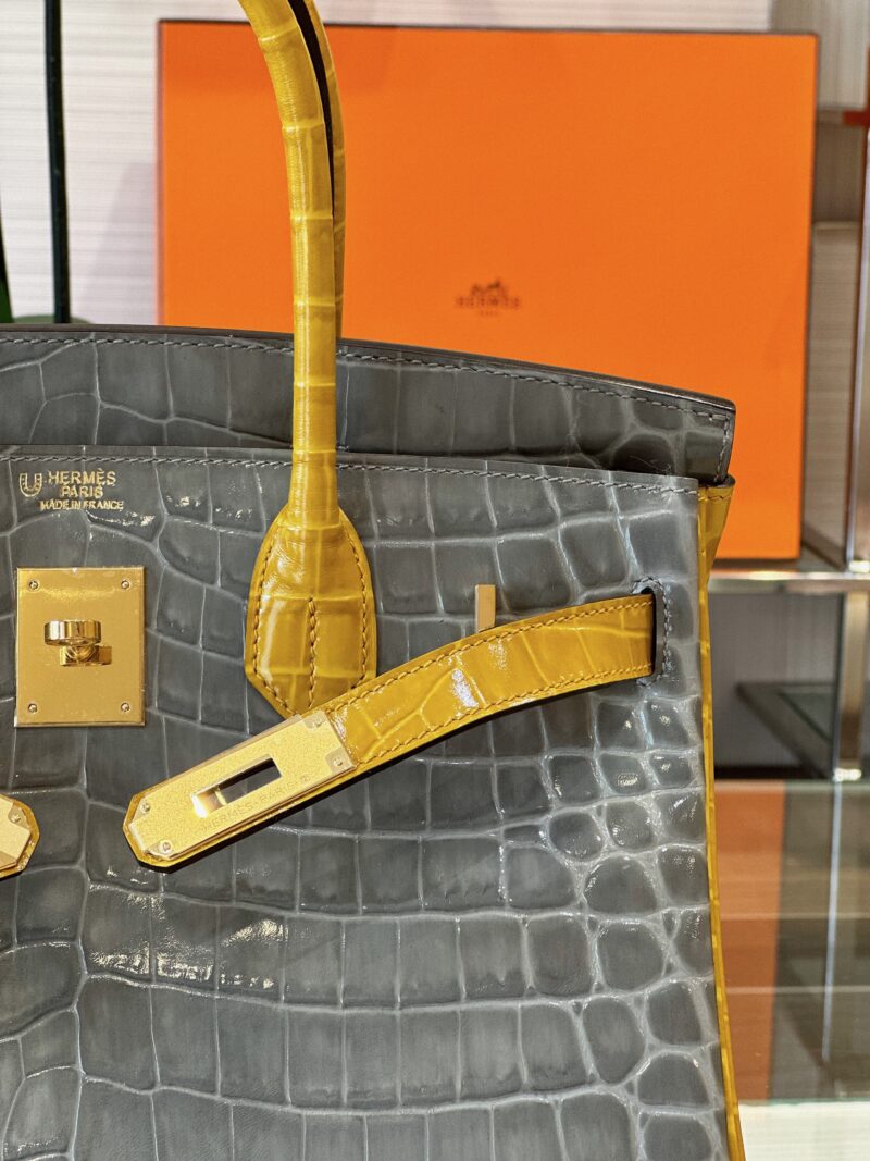 Hermes Birkin 30 Gray/Gold Genuine Crocodile Leather Gold Hardware – Custom Made