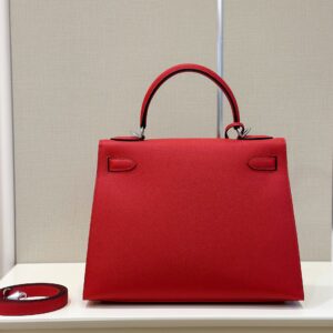 Hermes Kelly 28 Red Epsom Leather  Palladium Hardware