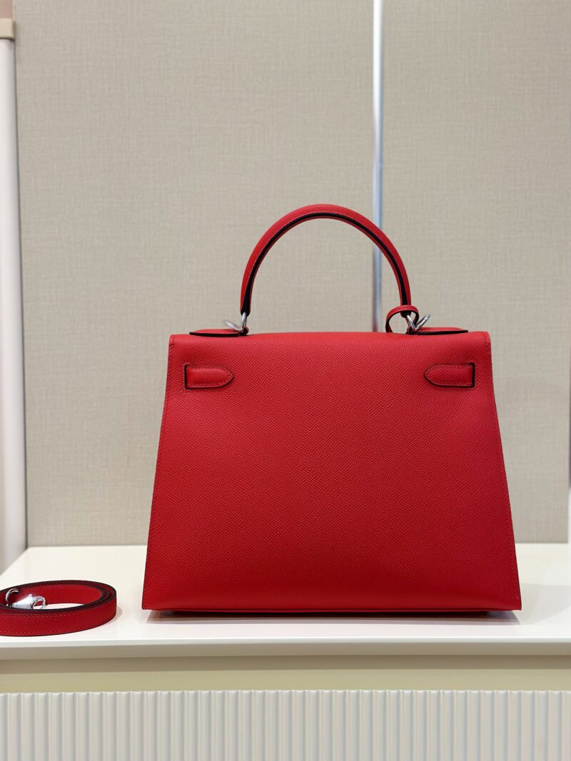 Hermes Kelly 28 Red Epsom Leather  Palladium Hardware