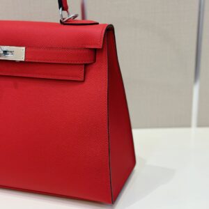 Hermes Kelly 28 Red Epsom Leather  Palladium Hardware