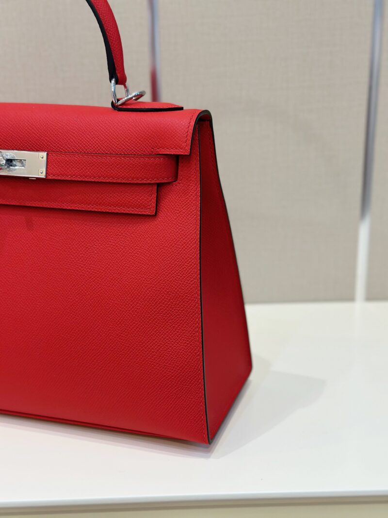Hermes Kelly 28 Red Epsom Leather  Palladium Hardware