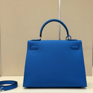 Hermes Kelly 28 Blue Electric Epsom Leather  Palladium Hardware