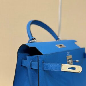 Hermes Kelly 28 Blue Electric Epsom Leather  Palladium Hardware