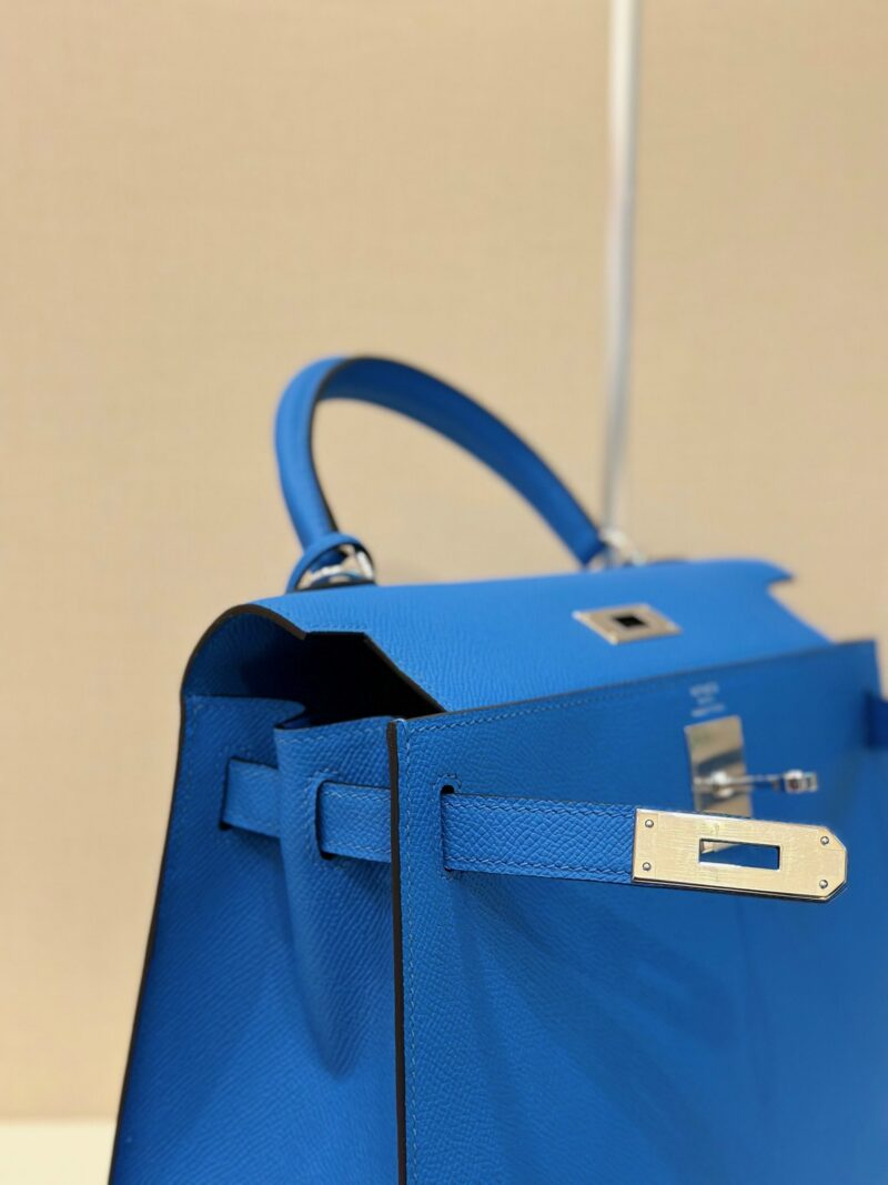 Hermes Kelly 28 Blue Electric Epsom Leather  Palladium Hardware