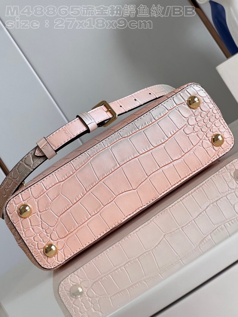 Louis Vuitton LV Capucines BB Like Auth Crocodile Leather Pink Handbags 27cm
