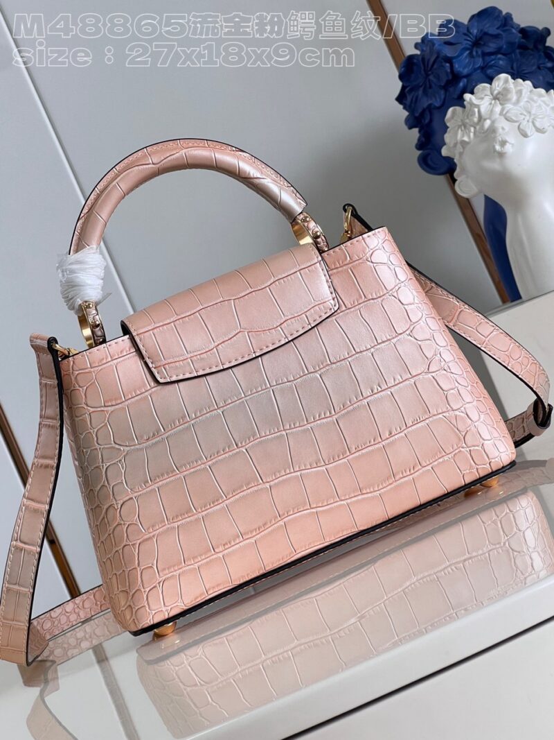 Louis Vuitton LV Capucines BB Like Auth Crocodile Leather Pink Handbags 27cm