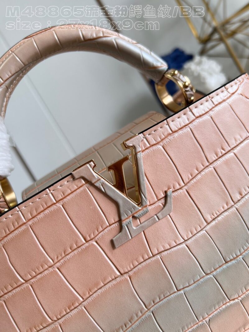 Louis Vuitton LV Capucines BB Like Auth Crocodile Leather Pink Handbags 27cm