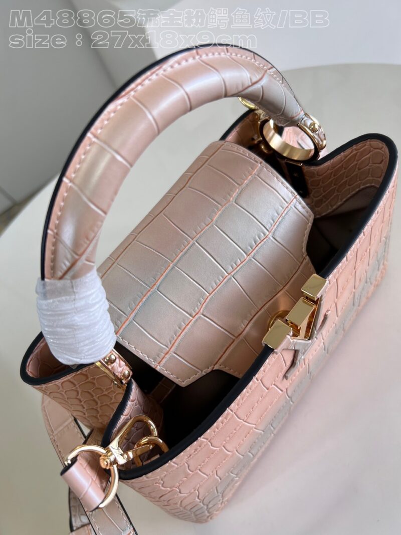 Louis Vuitton LV Capucines BB Like Auth Crocodile Leather Pink Handbags 27cm