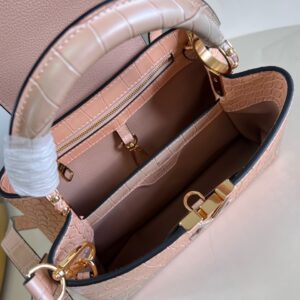 Louis Vuitton LV Capucines BB Like Auth Crocodile Leather Pink Handbags 27cm