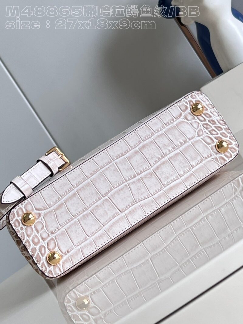 Louis Vuitton LV Capucines Crocodile Leather Handbag with Gold Buckle 31cm